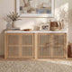 HAUOMS 27.6 Inch Tall Cabinet with Storage Fluted Sideboard with Adjustable Shelf for Kitchen Living Room Entryway