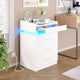 HAUOMS 28.3 Inch Tall Nightstand with LED Light and Pull-Out Shelf Side Table with 3 Drawers USB Ports and Outlets for Bedroom