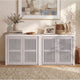 HAUOMS 27.6 Inch Tall Cabinet with Storage Fluted Sideboard with Adjustable Shelf for Kitchen Living Room Entryway