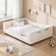 HAUOMS Full Floor Bed with Slats and High Rails 2-in-1 Convertible Beds with Upholstered Teddy Boucle Curve Round Frame for Girls and Boys