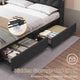 HAUOMS Queen Size Bed Frame with 4 Drawers and Hidden Storage Headboard Upholstered Platform Bed Frme with LED Lights and Charging Station