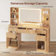 HAUOMS 51.2 Inch Makeup Vanity Desk with Mirror and Lights 5 Drawer Fluted Vanity with Power Strip 6 Shelves and 2 Cabinet