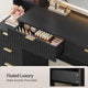 HAUOMS 59.1 Inch Vanity with Mirror and Sound Sync LED Lights Large Fluted Vanity Table with 8 Drawers Charging Station