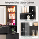 HAUOMS 59.1 Inch Vanity with Mirror and Sound Sync LED Lights Large Fluted Vanity Table with 8 Drawers Charging Station
