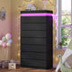 HAUOMS 60.4 Inch Tall Dresser with 7 Drawers and LED Lights Modern Chest of Drawers for Living Room Bedroom