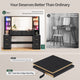HAUOMS 59.1 Inch Vanity with Mirror and Sound Sync LED Lights Large Fluted Vanity Table with 8 Drawers Charging Station