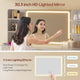 HAUOMS 51.2 Inch Makeup Vanity Desk with Mirror and Lights 5 Drawer Fluted Vanity with Power Strip 6 Shelves and 2 Cabinet