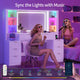 HAUOMS 59.1 Inch Vanity with Mirror and Sound Sync LED Lights Large Fluted Vanity Table with 8 Drawers Charging Station