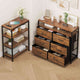 HAUOMS 60 Inch TV Stand with Power Outlets and LED Lights Convertible Dresser with Open Shelf and 6 Drawers