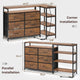 HAUOMS 60 Inch TV Stand with Power Outlets and LED Lights Convertible Dresser with Open Shelf and 6 Drawers