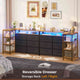 HAUOMS 60 Inch TV Stand with Power Outlets and LED Lights Convertible Dresser with Open Shelf and 6 Drawers