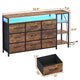 HAUOMS 60 Inches TV Stand with Charging Station LED Lights TV Console Table with  9 Drawers and Open Shelves for Living Room Bedroom