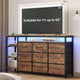 HAUOMS 60 Inches TV Stand with Charging Station LED Lights TV Console Table with  9 Drawers and Open Shelves for Living Room Bedroom
