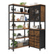 HAUOMS Corner Bookshelf with 6 Tier Convertible Bookshelf and 6 Fabric Drawers for Home Office Living Room