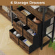HAUOMS Corner Bookshelf with 6 Tier Convertible Bookshelf and 6 Fabric Drawers for Home Office Living Room