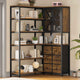 HAUOMS Corner Bookshelf with 6 Tier Convertible Bookshelf and 6 Fabric Drawers for Home Office Living Room
