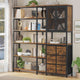 HAUOMS Corner Bookshelf with 6 Tier Convertible Bookshelf and 6 Fabric Drawers for Home Office Living Room