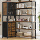 HAUOMS Corner Bookshelf with 6 Tier Convertible Bookshelf and 6 Fabric Drawers for Home Office Living Room
