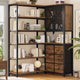 HAUOMS Corner Bookshelf with 6 Tier Convertible Bookshelf and 6 Fabric Drawers for Home Office Living Room