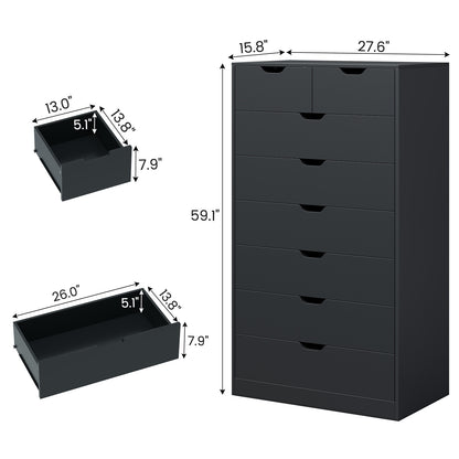 HAUOMS 59.1 Inch Tall Dresser with 8 Drawer Modern Chest for Bedroom Bedroom Living Room Entryway