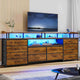 HAUOMS 63 Inch TV Stand with LED Lights and Power Outlets Long Dresser with 12 Fabric Drawers and Shelves for Bedroom