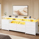 HAUOMS 63 Inch TV Stand with LED Lights and Power Outlets Long Dresser with 12 Fabric Drawers and Shelves for Bedroom