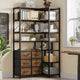 HAUOMS Corner Bookshelf with 7-Tier Tall Convertible Book Shelf with 6 Fabric Drawers for Living Room Kitchen Home Office