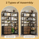 HAUOMS Corner Bookshelf with 7-Tier Tall Convertible Book Shelf with 6 Fabric Drawers for Living Room Kitchen Home Office