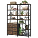 HAUOMS Corner Bookshelf with 7-Tier Tall Convertible Book Shelf with 6 Fabric Drawers for Living Room Kitchen Home Office