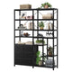 HAUOMS Corner Bookshelf with 7-Tier Tall Convertible Book Shelf with 6 Fabric Drawers for Living Room Kitchen Home Office