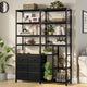 HAUOMS Corner Bookshelf with 7-Tier Tall Convertible Book Shelf with 6 Fabric Drawers for Living Room Kitchen Home Office