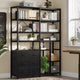 HAUOMS Corner Bookshelf with 7-Tier Tall Convertible Book Shelf with 6 Fabric Drawers for Living Room Kitchen Home Office