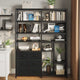 HAUOMS Corner Bookshelf with 7-Tier Tall Convertible Book Shelf with 6 Fabric Drawers for Living Room Kitchen Home Office