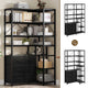 HAUOMS Corner Bookshelf with 7-Tier Tall Convertible Book Shelf with 6 Fabric Drawers for Living Room Kitchen Home Office