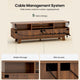 HAUOMS 59 Inch TV Stand with Cable Management and Hidden Power Station Fluted Modern TV Cabinet with Storage and LED Lights