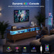 HAUOMS 70.9 Inch TV Stand with Hidden Power Station and LED Lights Fluted Modern TV Cabinet with Storage and Cable Management