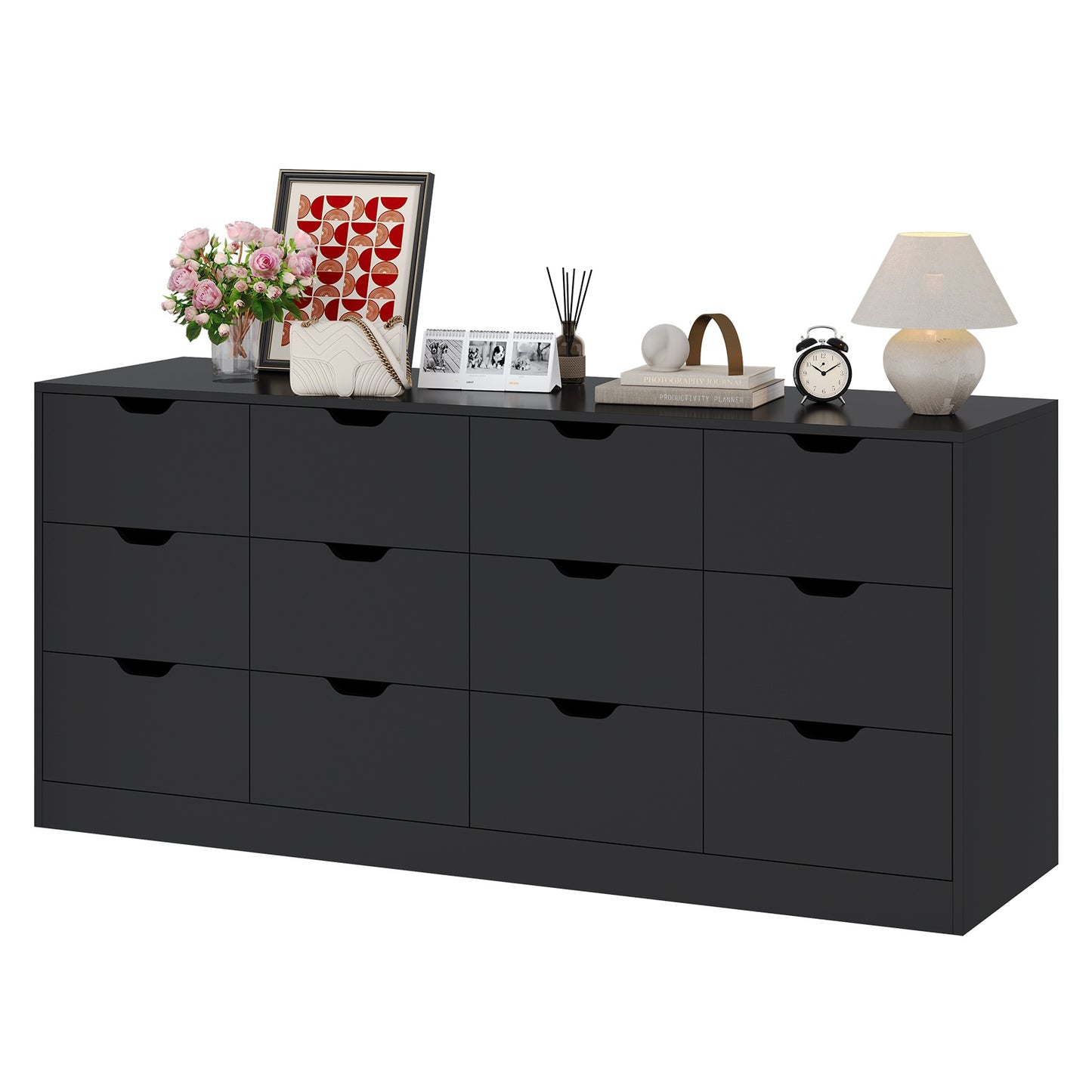 HAUOMS 31.5 Inch Tall Dresser with 12 Drawer Long Modern Dressers for Bedroom Living Room Hallway