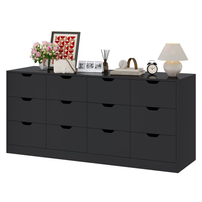 HAUOMS 31.5 Inch Tall Dresser with 12 Drawer Long Modern Dressers for Bedroom Living Room Hallway