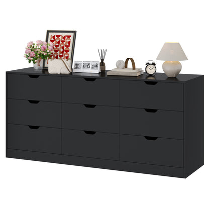 HAUOMS 63 Inch Wide Dresser with 9 Drawer  Long Modern Dressers for Bedroom Living Room Hallway