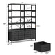 HAUOMS Bookshelf with 8 Fabric Drawers  Industrial Book Shelf 7-Tier Bookcase with Baffles Shelves for Living Room Home Office