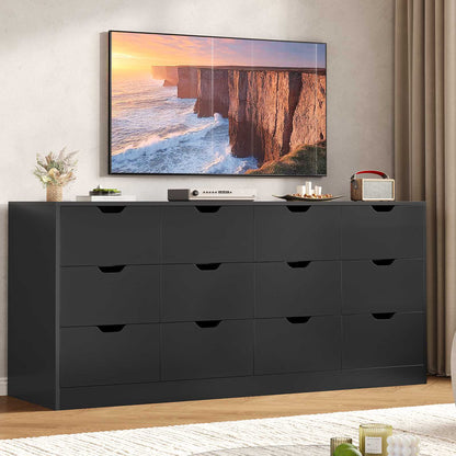 HAUOMS 31.5 Inch Tall Dresser with 12 Drawer Long Modern Dressers for Bedroom Living Room Hallway