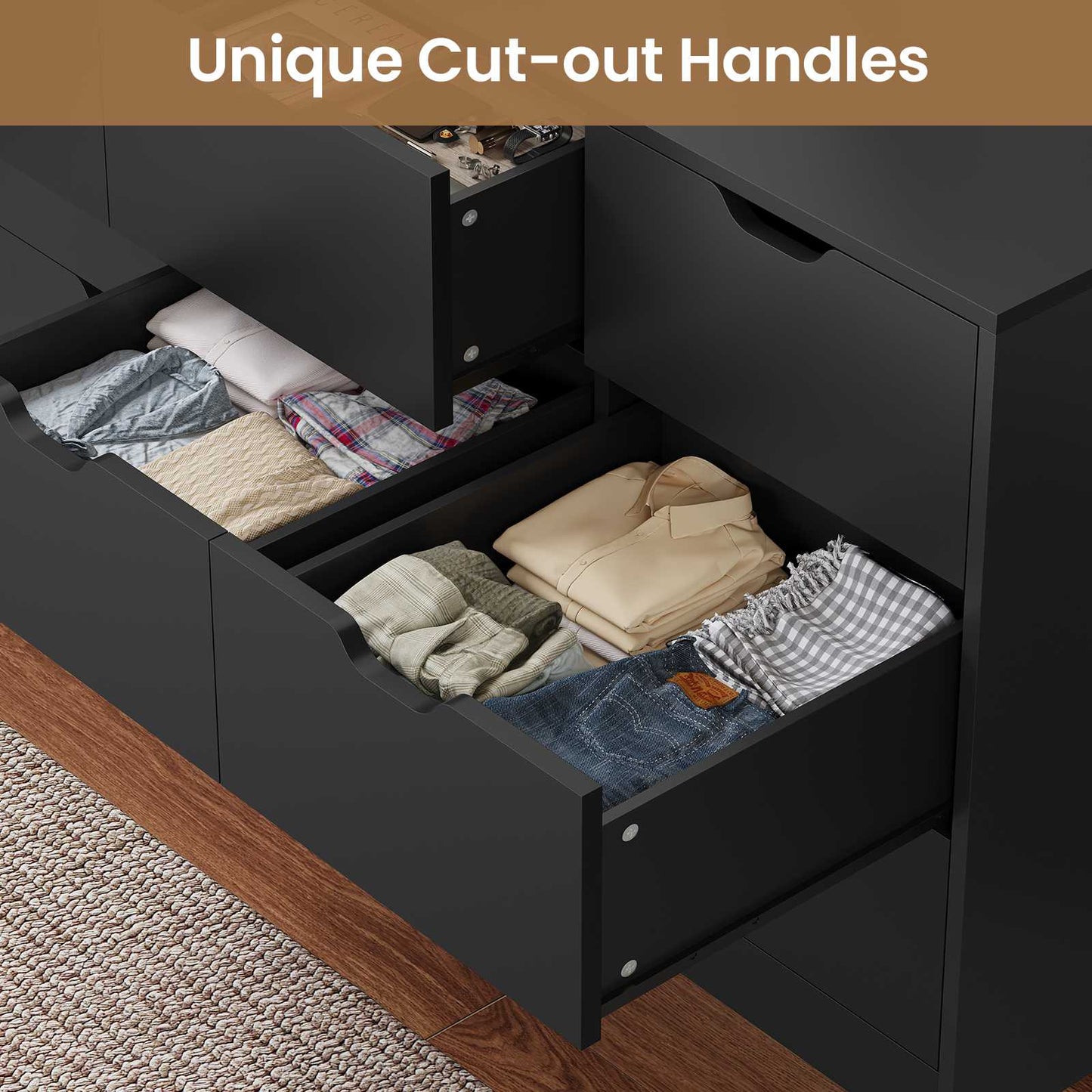 HAUOMS 31.5 Inch Tall Dresser with 12 Drawer Long Modern Dressers for Bedroom Living Room Hallway