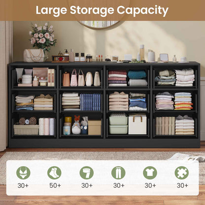 HAUOMS 31.5 Inch Tall Dresser with 12 Drawer Long Modern Dressers for Bedroom Living Room Hallway