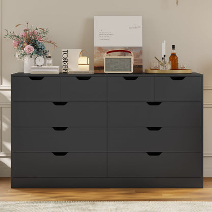HAUOMS 35.1 Inch Tall Dresser with 10 Drawer Modern Large Chest for Bedroom Living Room Entryway