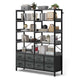 HAUOMS Bookshelf with 8 Fabric Drawers  Industrial Book Shelf 7-Tier Bookcase with Baffles Shelves for Living Room Home Office