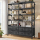 HAUOMS Bookshelf with 8 Fabric Drawers  Industrial Book Shelf 7-Tier Bookcase with Baffles Shelves for Living Room Home Office