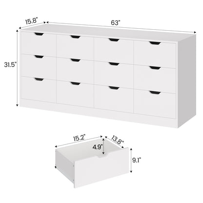 HAUOMS 31.5 Inch Tall Dresser with 12 Drawer Long Modern Dressers for Bedroom Living Room Hallway