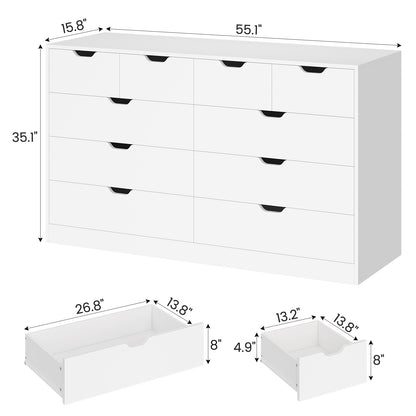 HAUOMS 35.1 Inch Tall Dresser with 10 Drawer Modern Large Chest for Bedroom Living Room Entryway