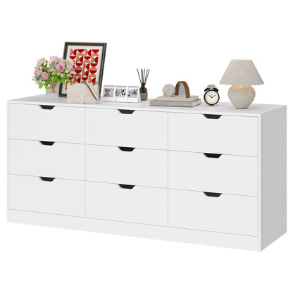 HAUOMS 63 Inch Wide Dresser with 9 Drawer  Long Modern Dressers for Bedroom Living Room Hallway