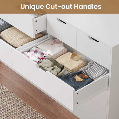 HAUOMS 35.1 Inch Tall Dresser with 10 Drawer Modern Large Chest for Bedroom Living Room Entryway